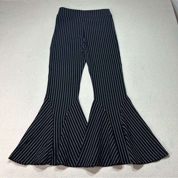 FREE PEOPLE Mari Ponte Pants Pinstripe High Rise Flare Size 4 - Picture 9 of 12